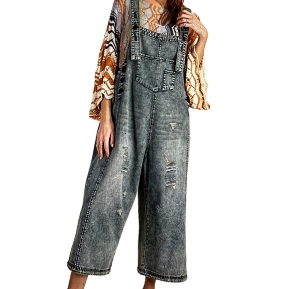 easel Jeans Nwt Easel Los Angeles Vintage Washed Denim Overalls